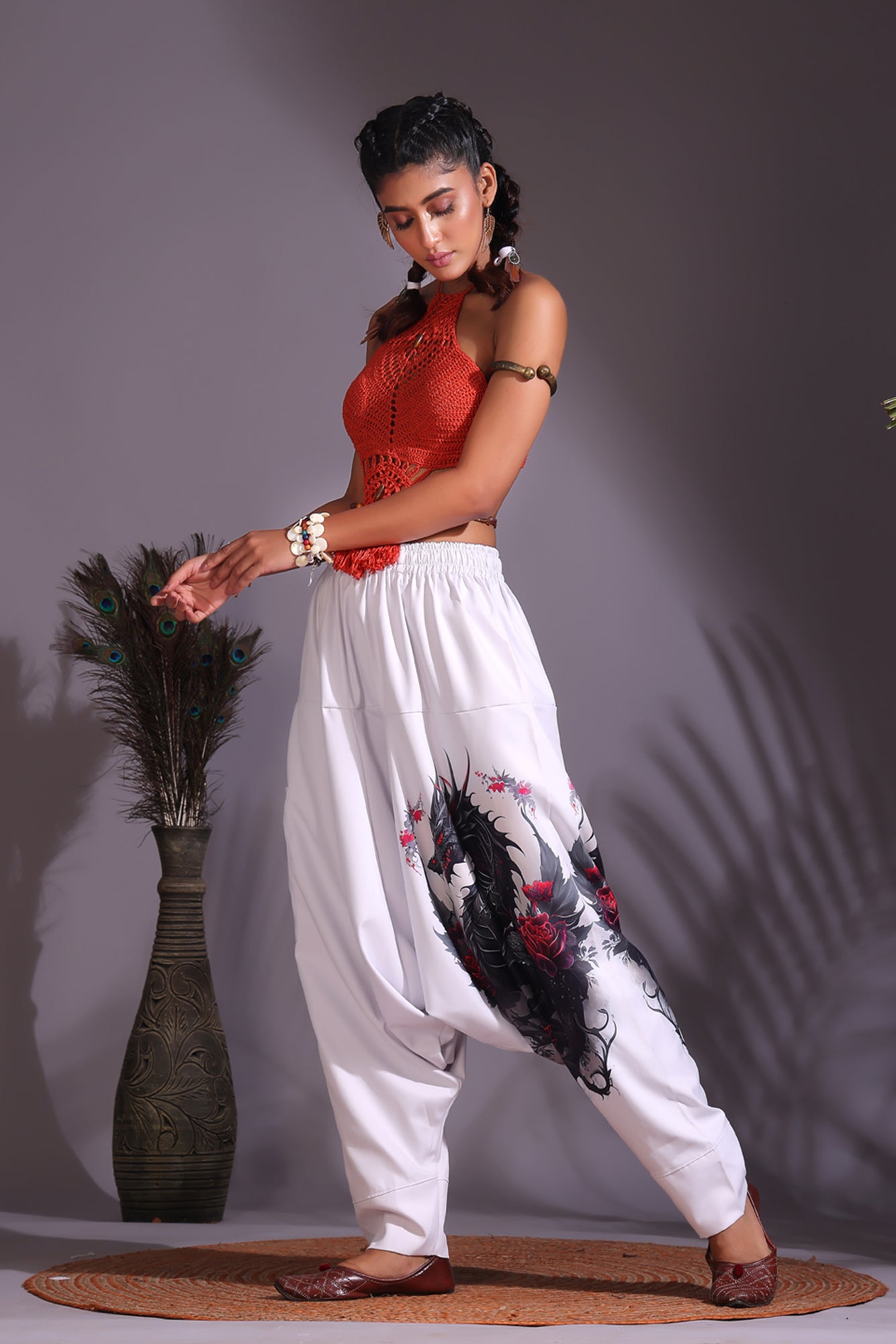 White Dragon Unisex Harem Pant