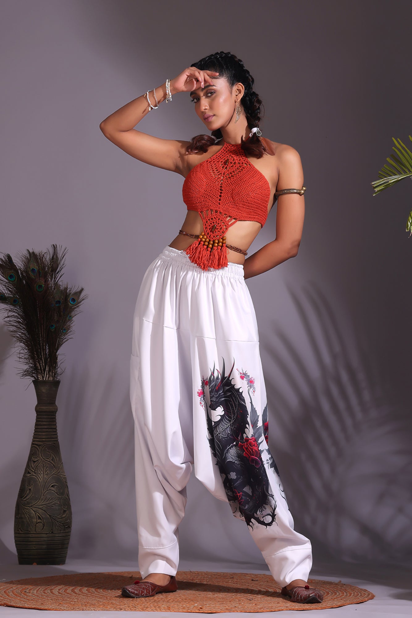 White Dragon Unisex Harem Pant