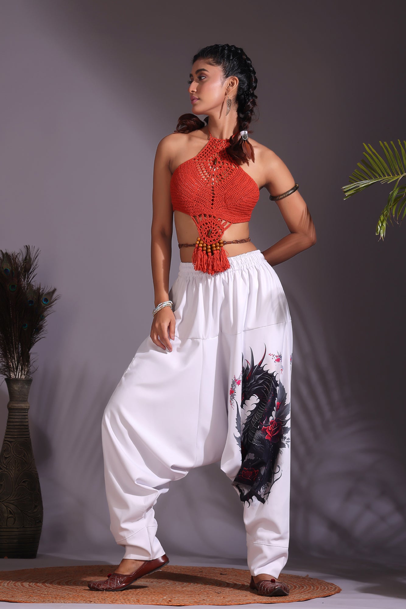 White Dragon Unisex Harem Pant