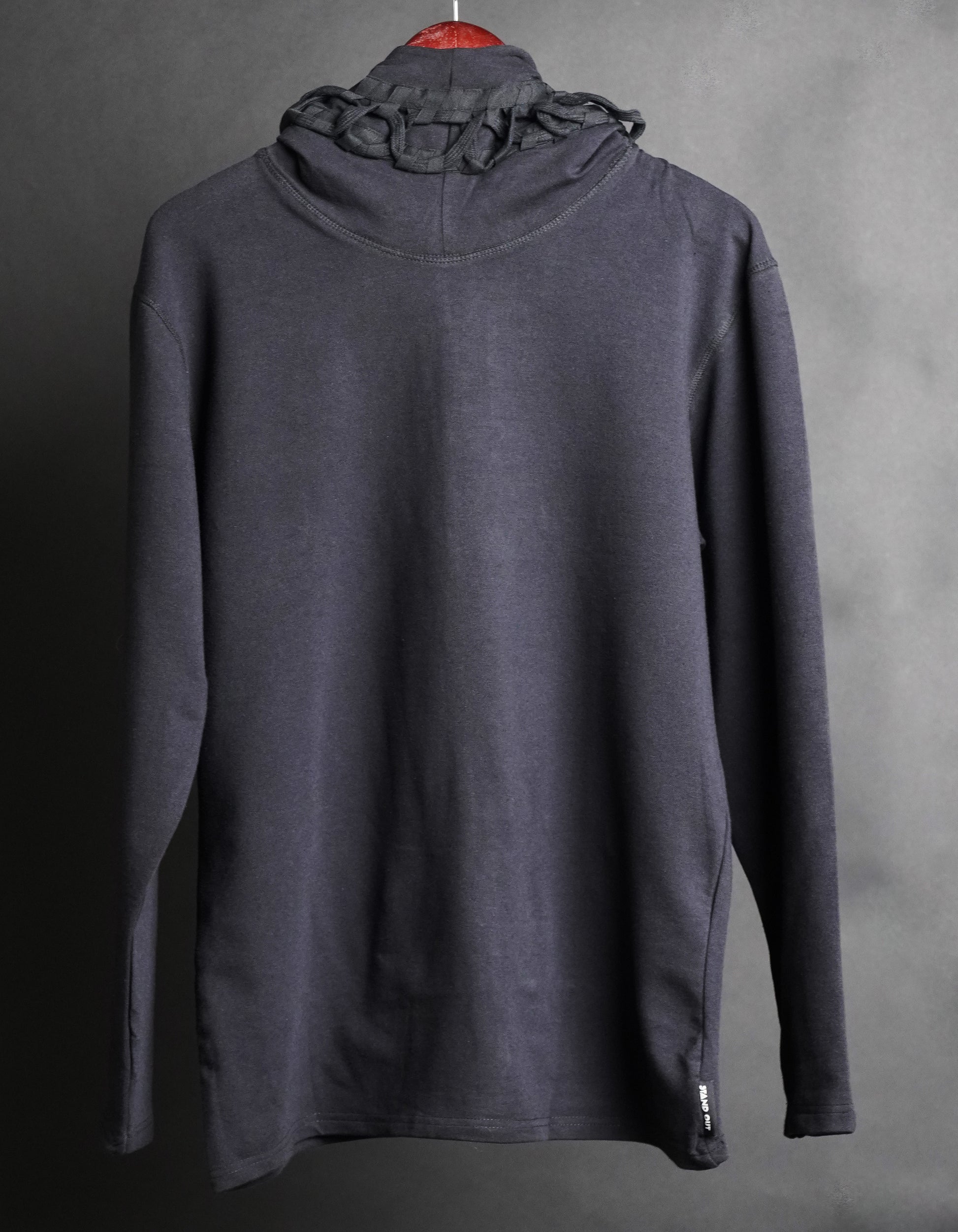 Black standout hoodie stand out hoodie tech wear cyberpunk future hoodie modern hoodie future scifi fiction sci cyberpunk dystopian postapocalyptic fallout madmax wasteland cosplay apocalypse designer hoodie hip hop hoodie stylish hoodie lace detail hoodie tape details at the back hoodie KTZ hoodie ktz hoodie