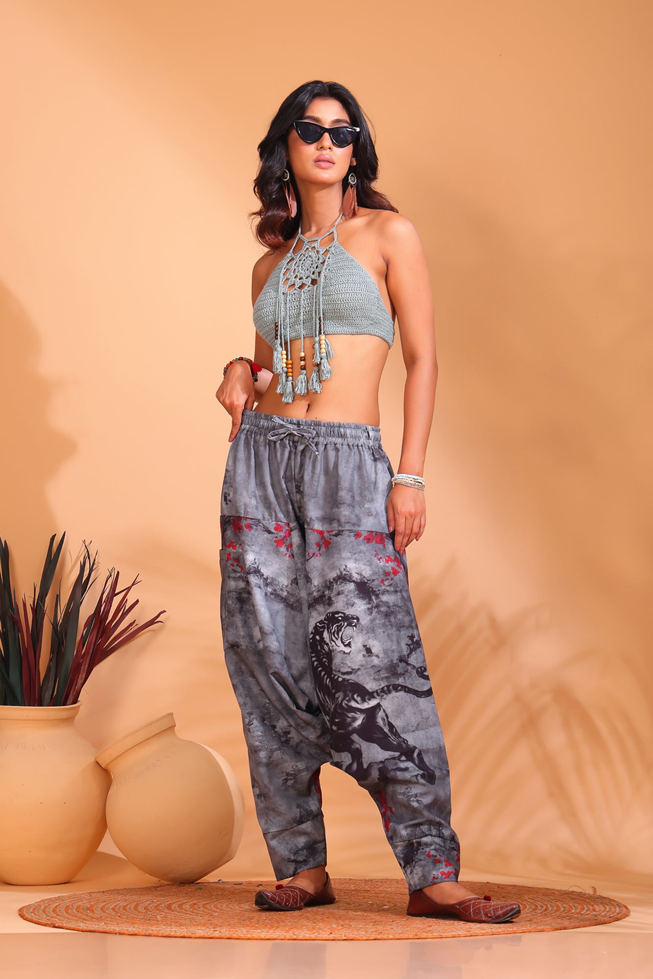 Water Color Tiger Unisex Harem Pant