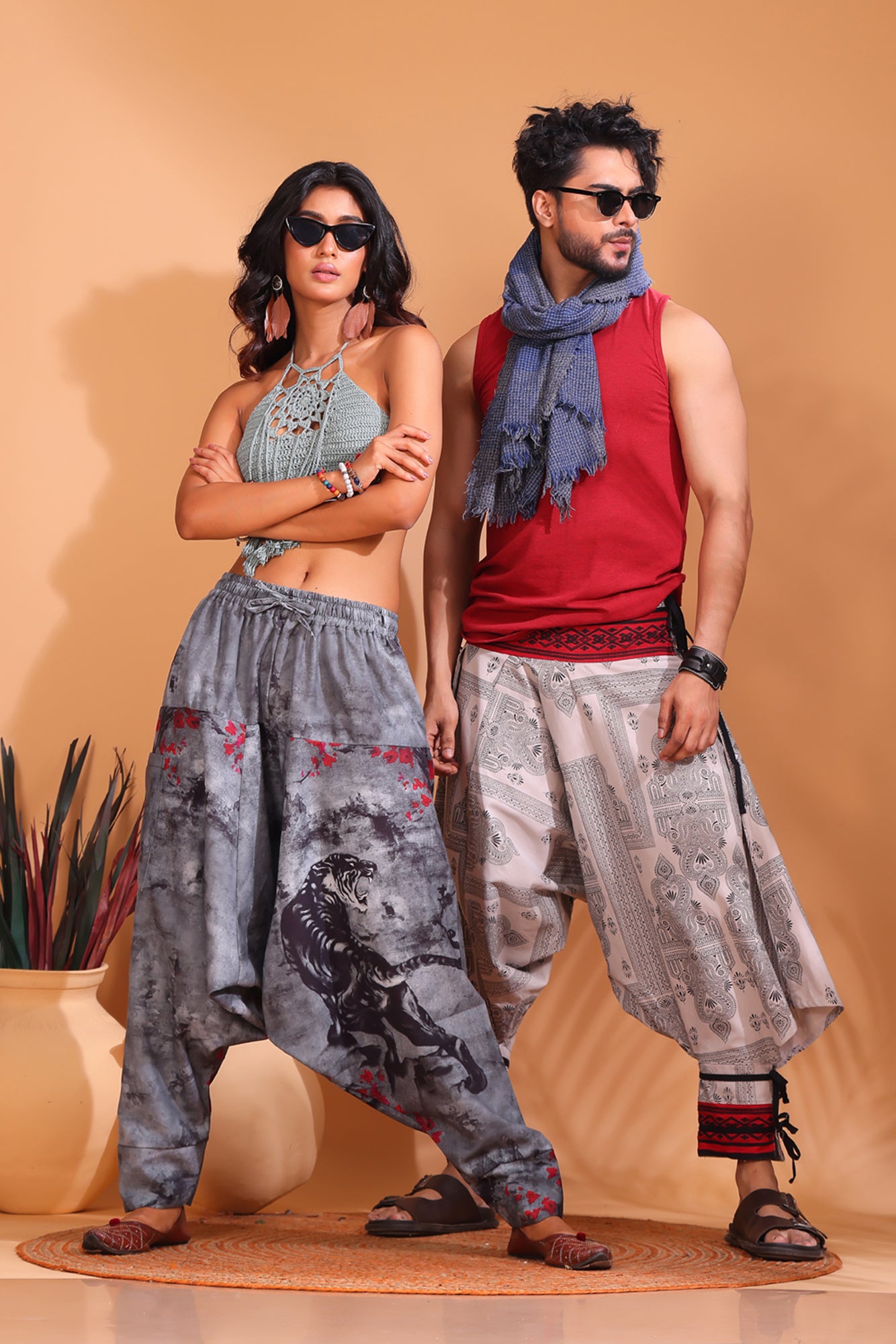 Water Color Tiger Unisex Harem Pant