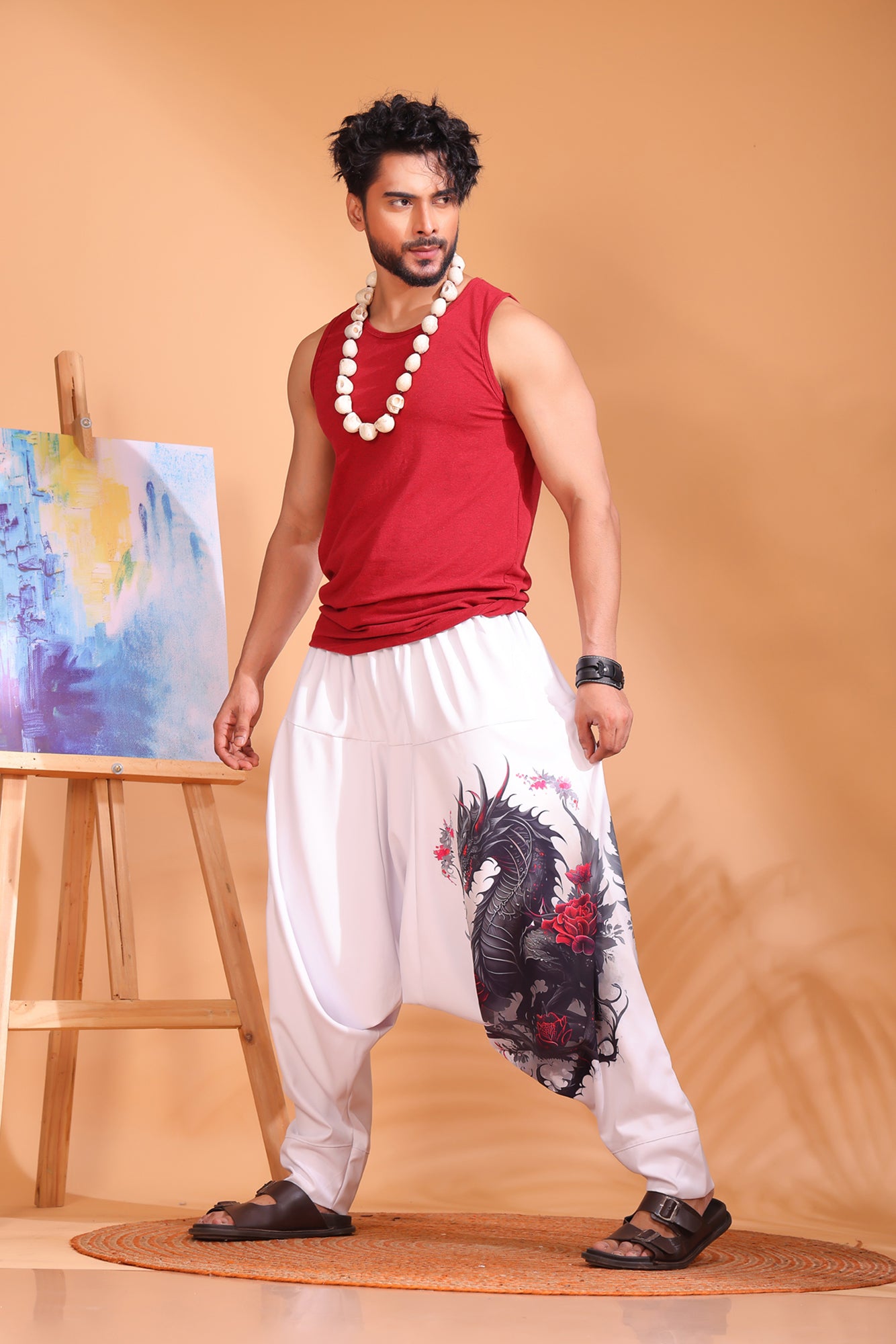 White Dragon Unisex Harem Pant