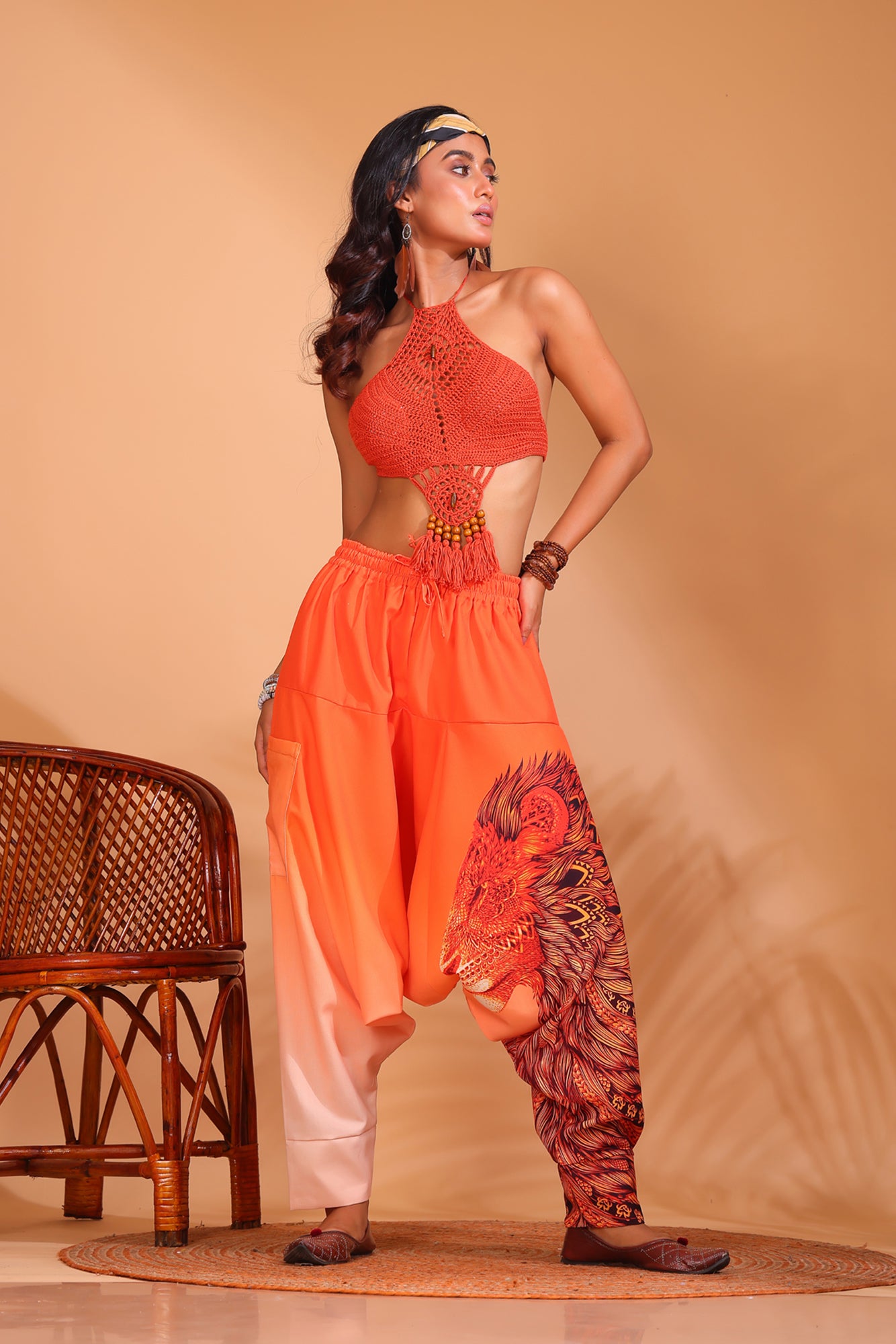 Orange Lion Unisex Harem Pant
