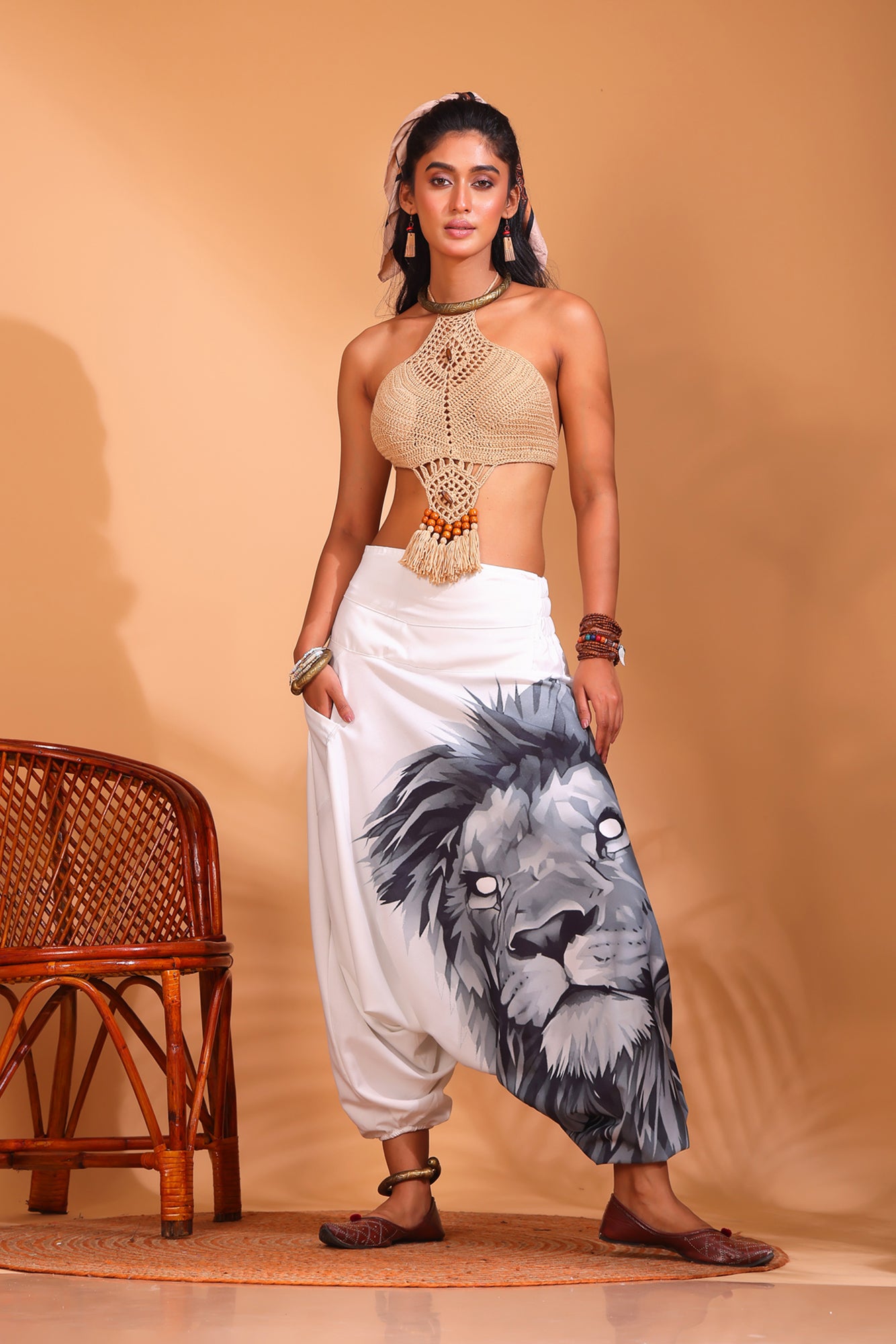 White Lion Unisex Harem Pant
