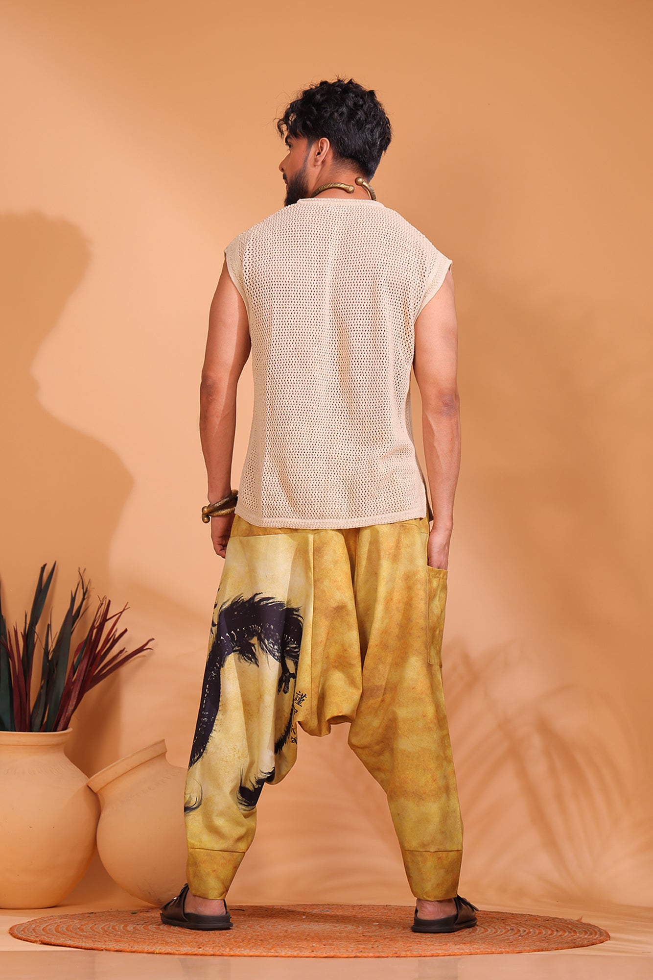 Beige Dragon Unisex Harem Pant