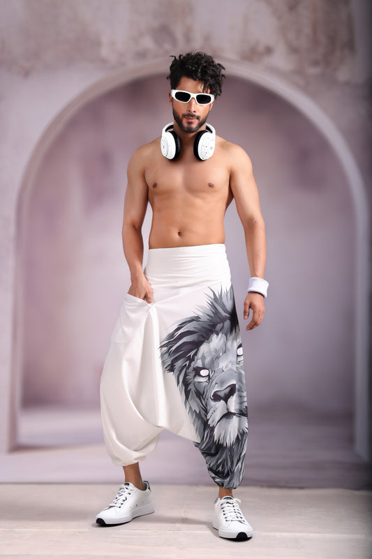 White Lion Unisex Harem Pant