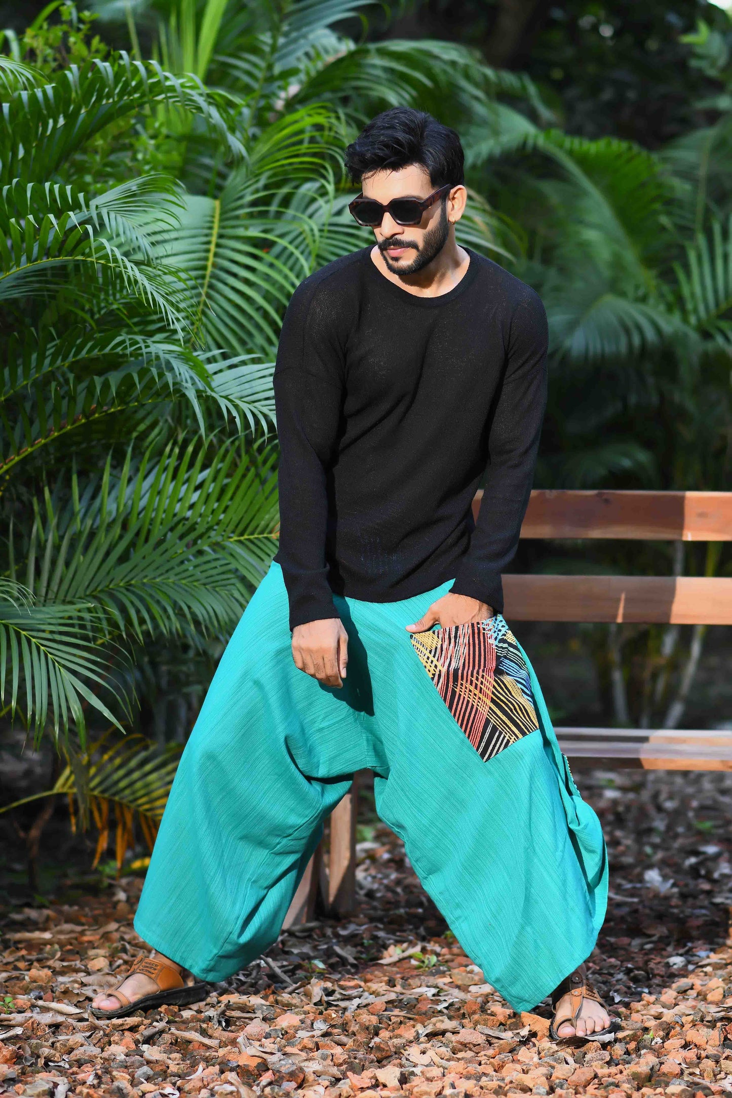wide leg standout thai harem pant india the veshti company harem pants for men harem pants for women harem trousers hippie pants harem joggers bohemian boho pant adaddin pants enimane harem pants
