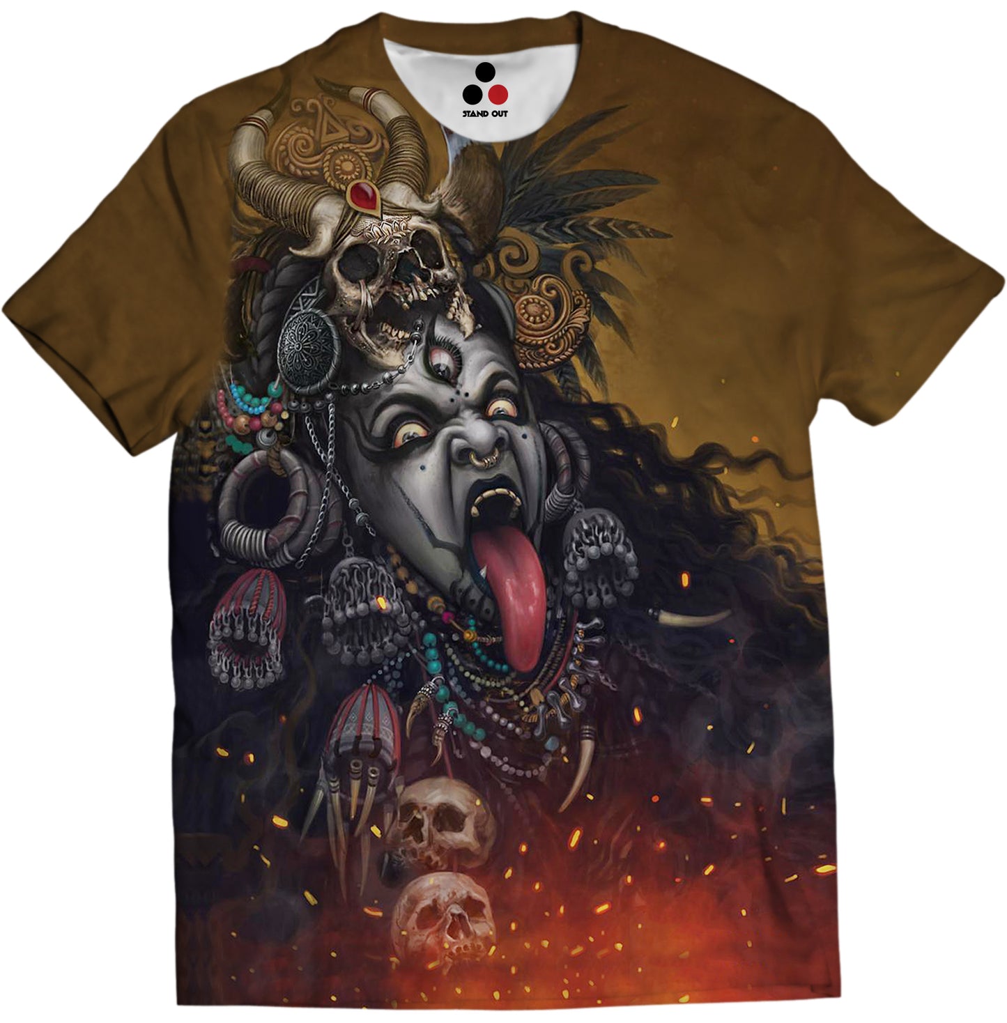 kali t shirt kali ma t shirt shiva t shirt hindu god brown black t shirt scary t shirt monster t shirt