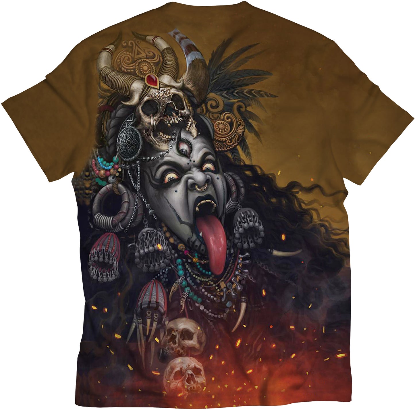 kali t shirt kali ma t shirt shiva t shirt hindu god brown black t shirt scary t shirt monster t shirt