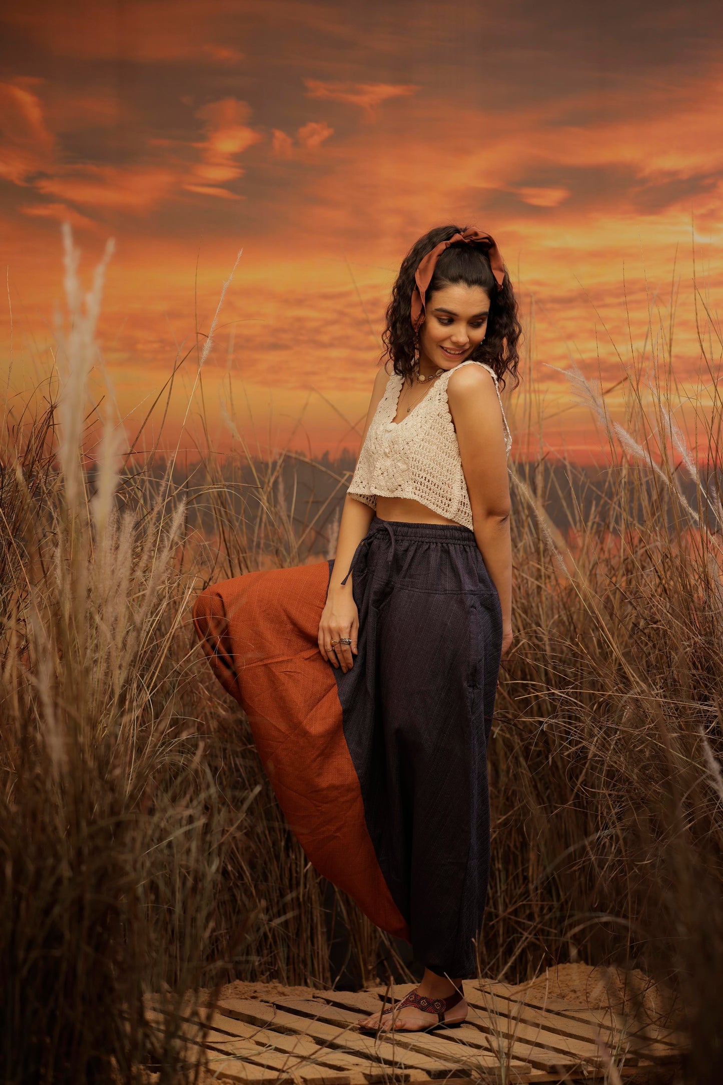 Blue Orange harem pant india harem trousers standout hippie pants harem pants men harem pants women patiyala pant unisex yoga harem pant loose pant printed bohemian pant