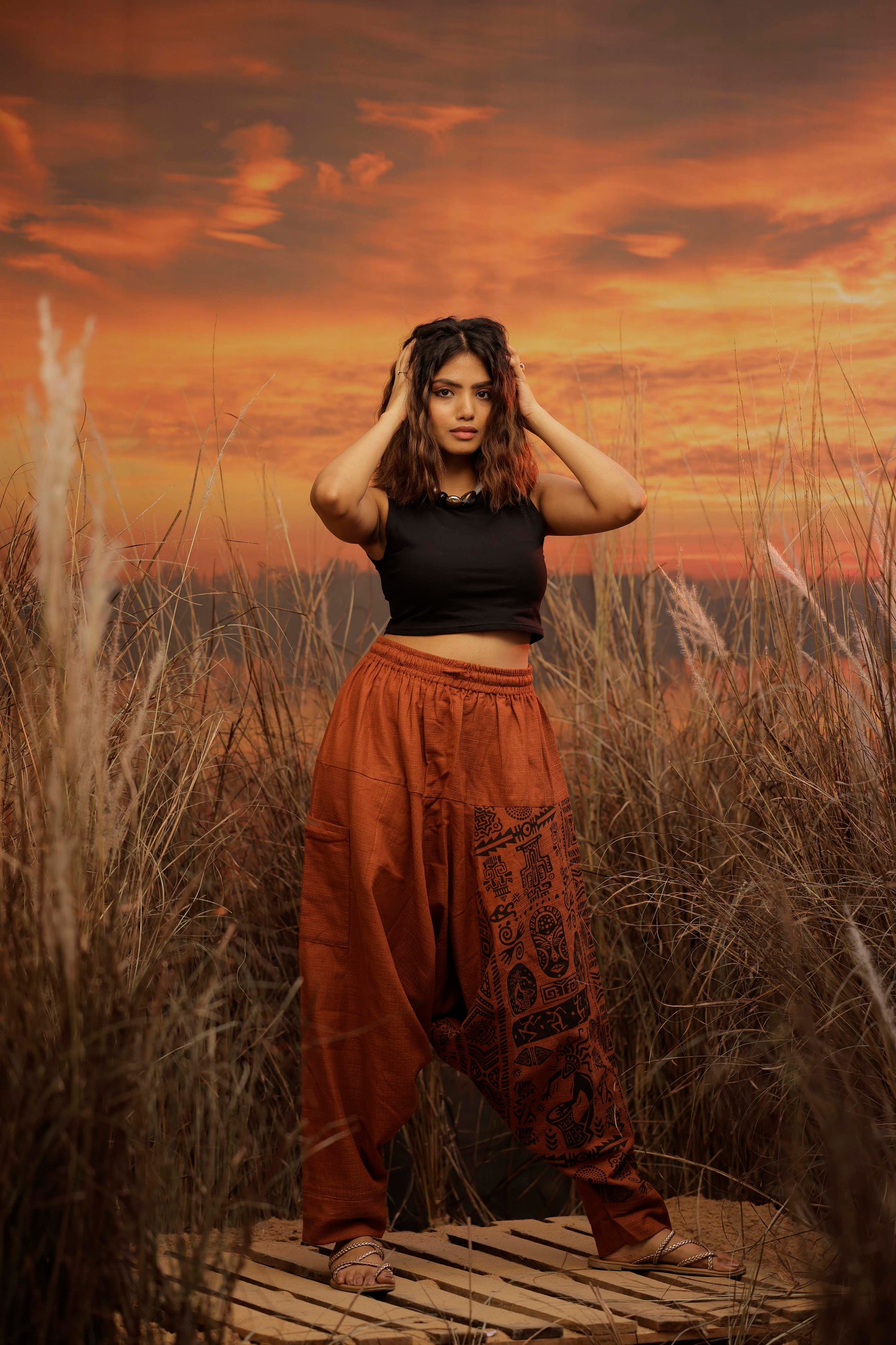 orange harem pant india harem trousers standout hippie pants harem pants men harem pants women patiyala pant unisex yoga harem pant loose pant printed bohemian pant boho the veshti company harem pant