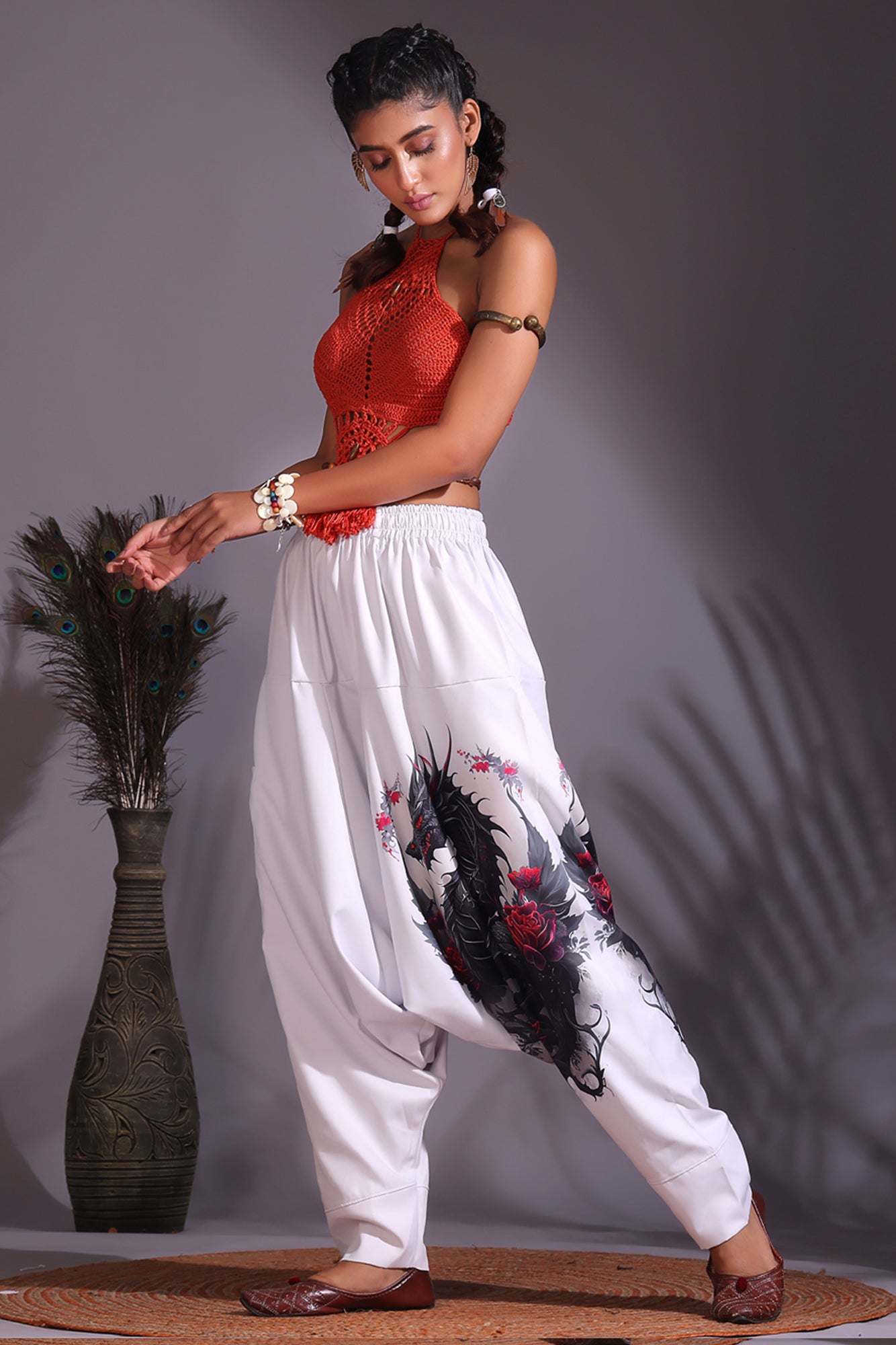 White Dragon Unisex Harem Pant