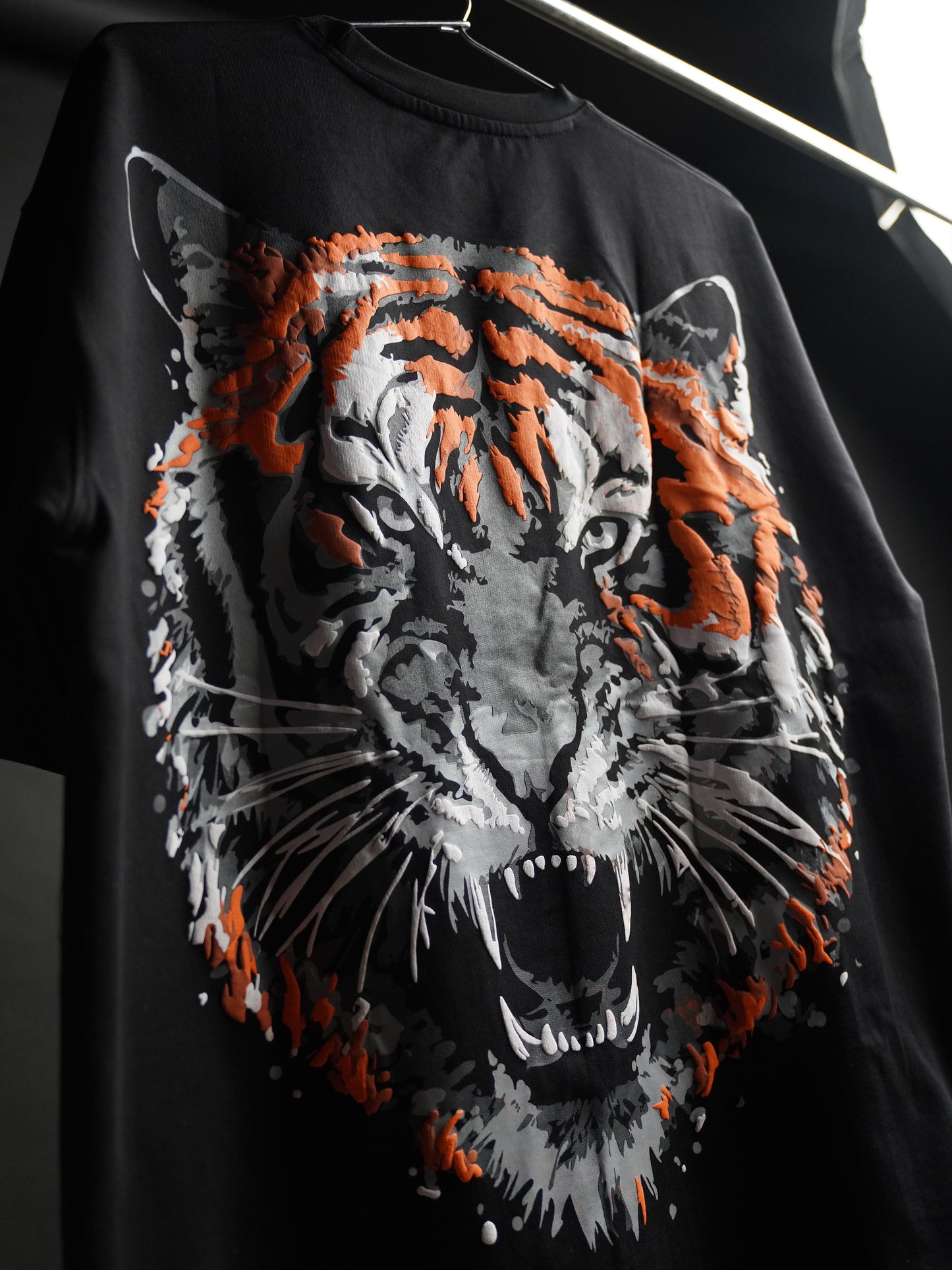 3D Tiger Puff Print Oversized T-Shirts