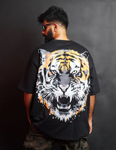 3D Tiger Puff Print Oversized T-Shirts
