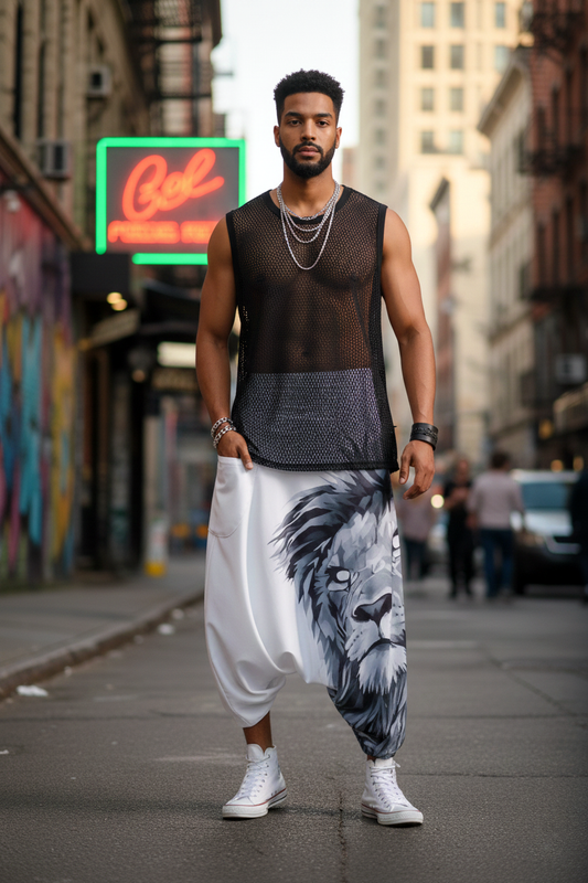 White Lion Unisex Harem Pant