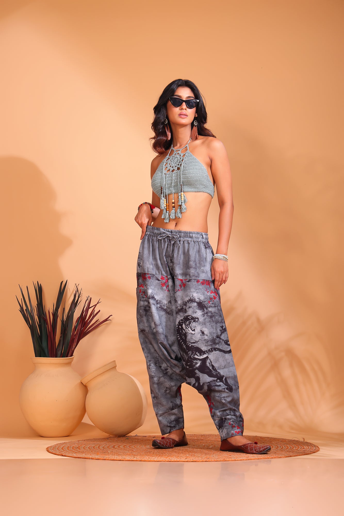 Water Color Tiger Unisex Harem Pant