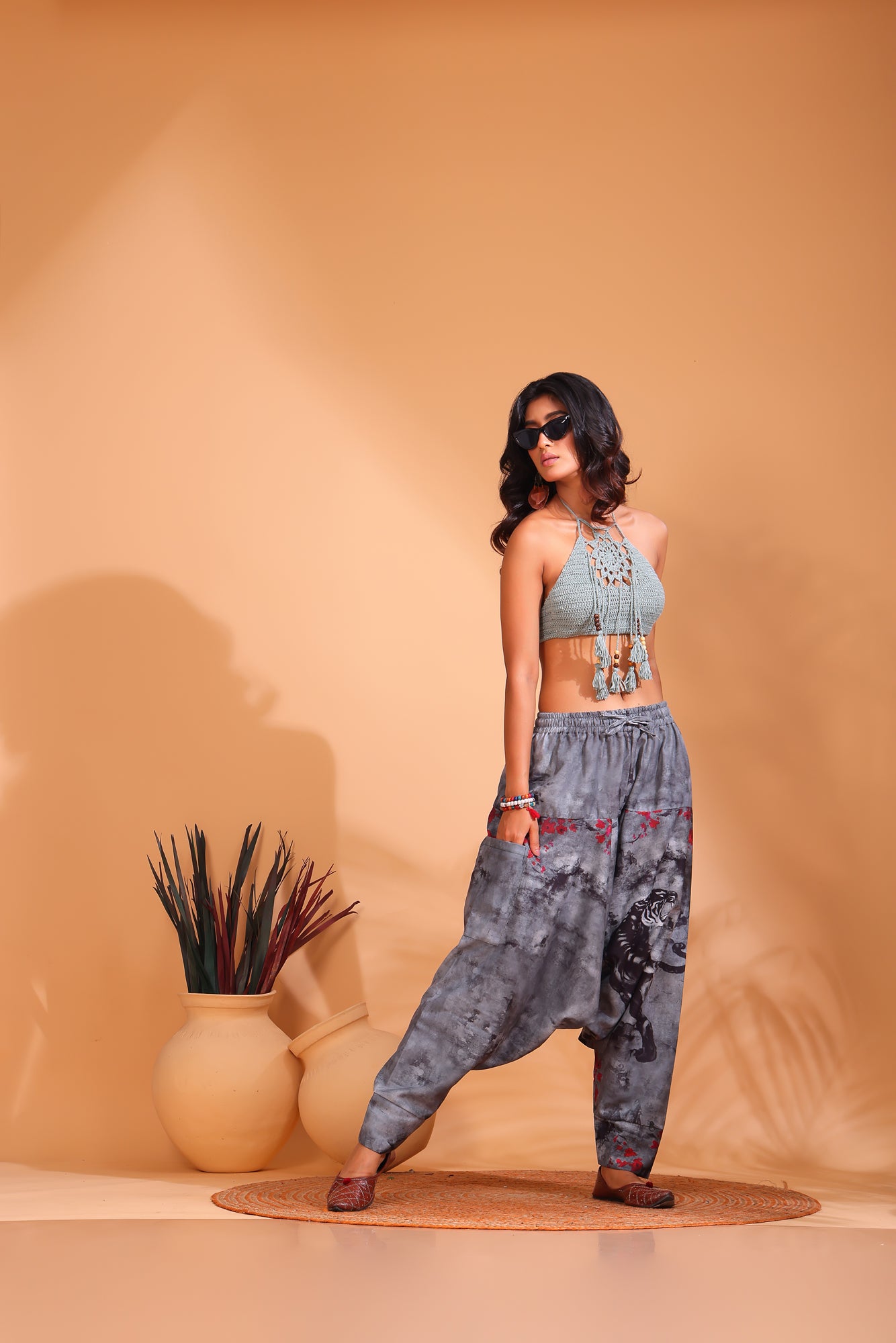 Water Color Tiger Unisex Harem Pant