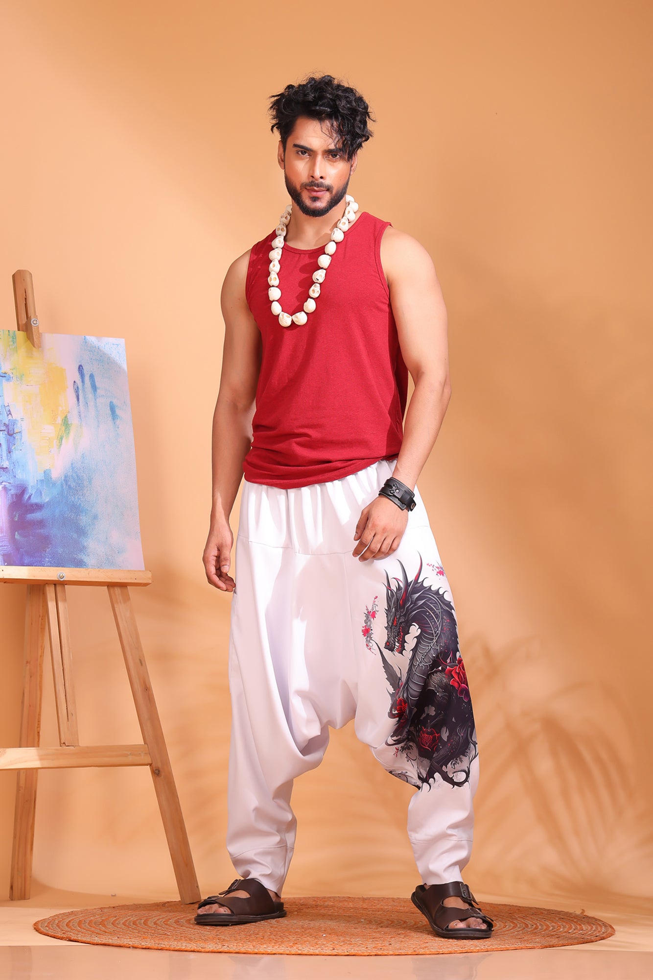 White Dragon Unisex Harem Pant