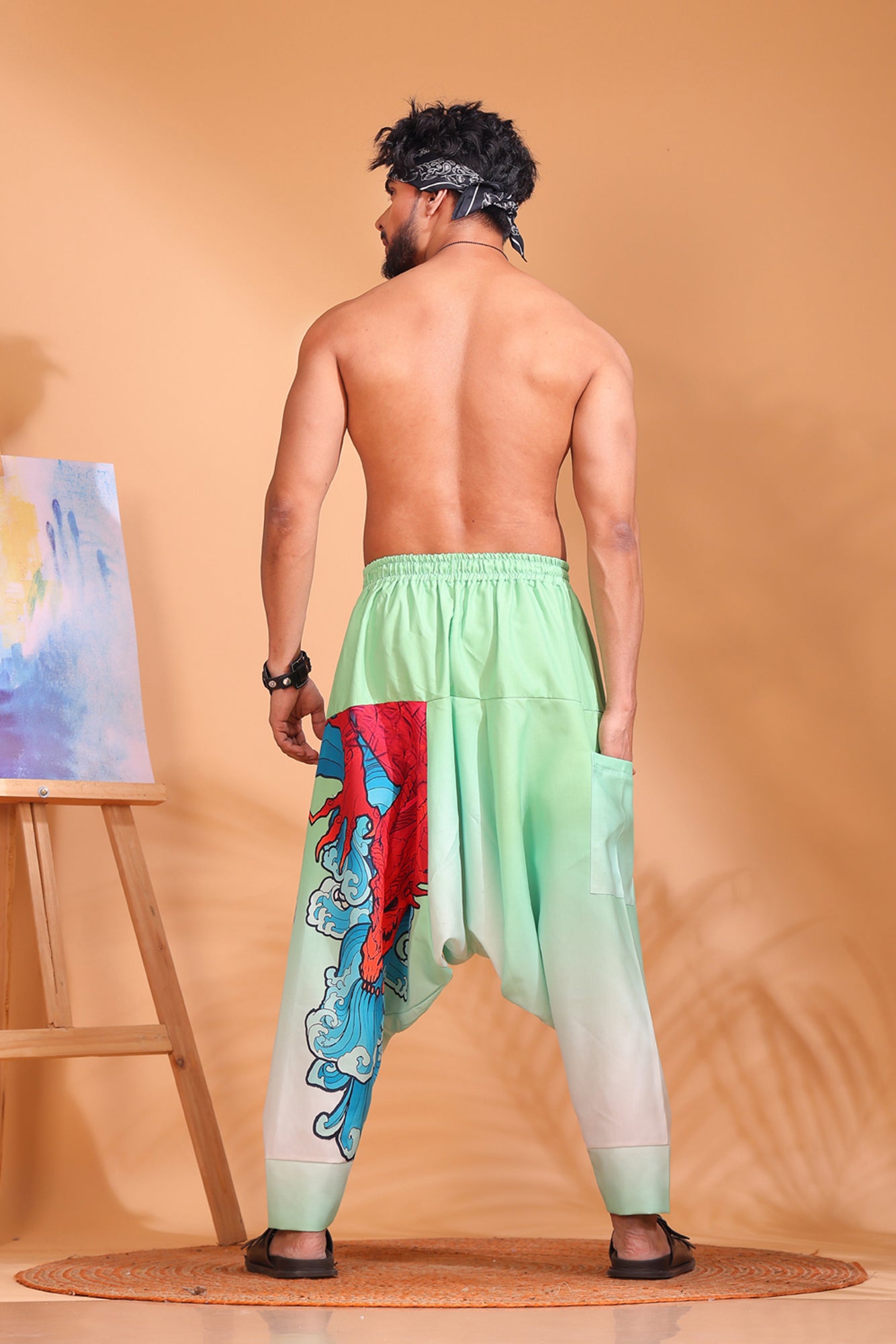 Red & Teal Dragon Unisex Harem Pant