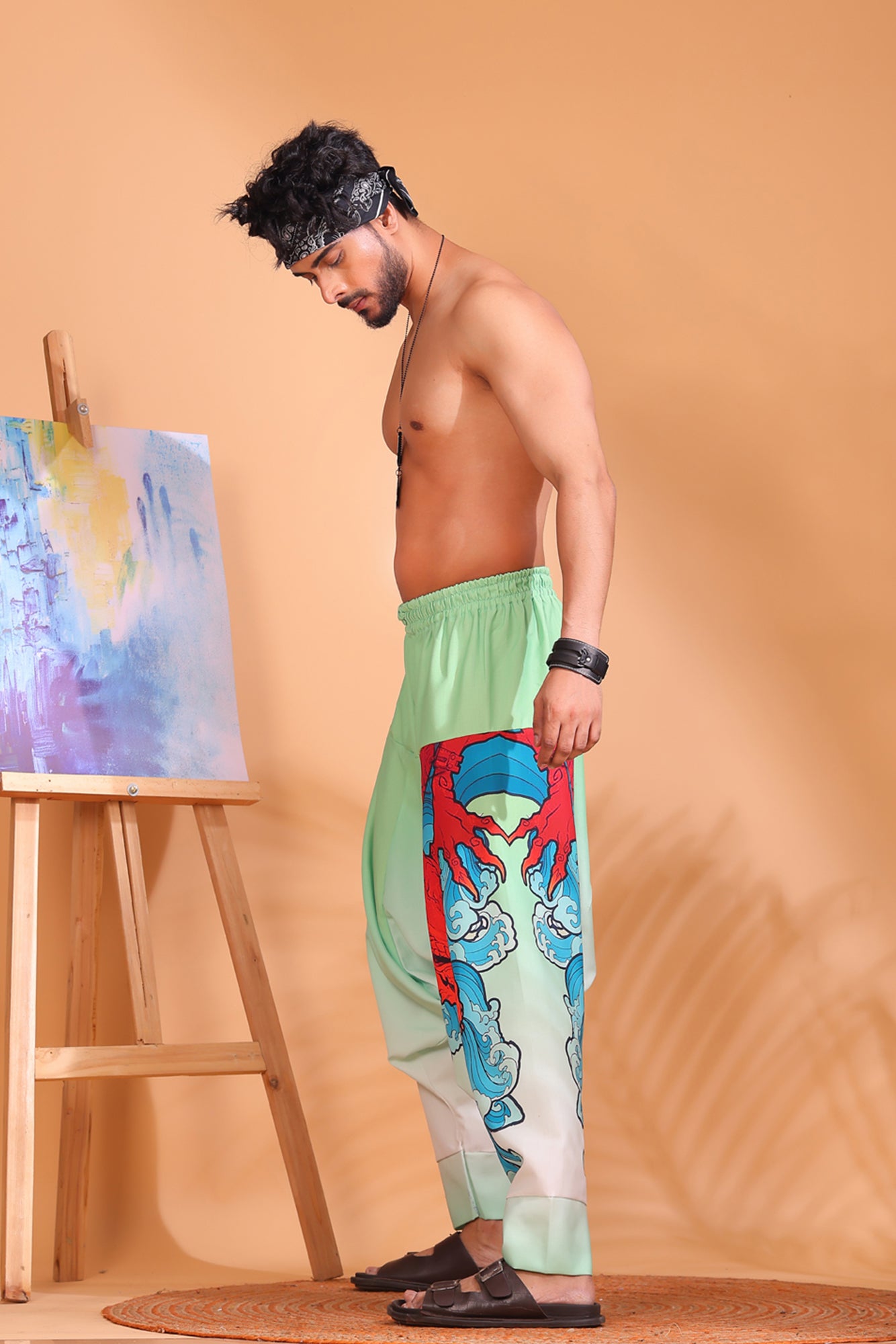 Red & Teal Dragon Unisex Harem Pant