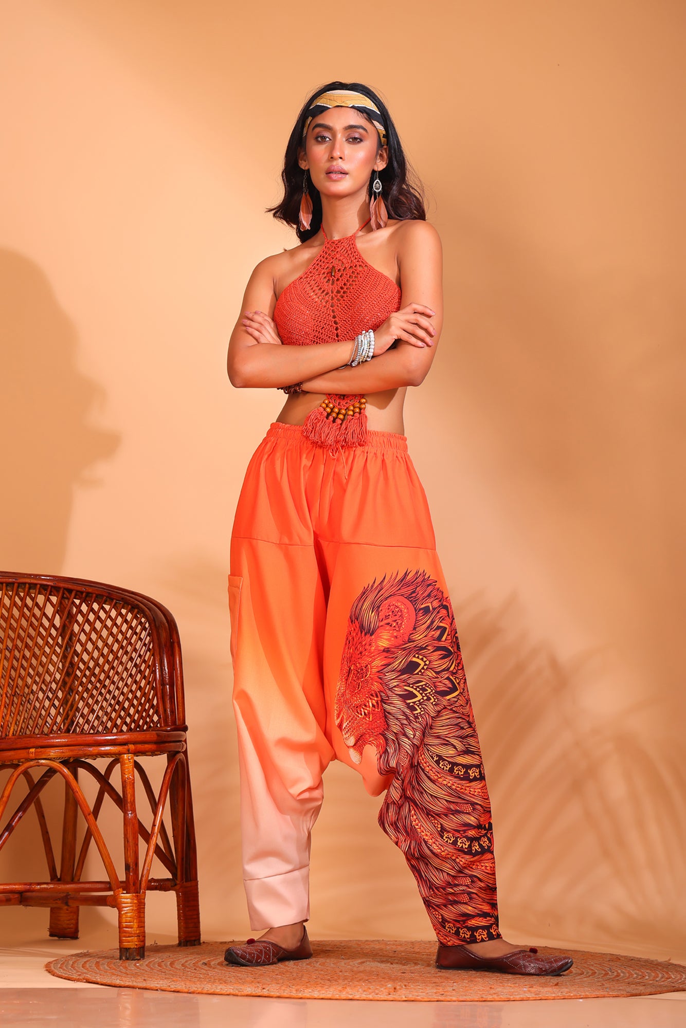 Orange Lion Unisex Harem Pant