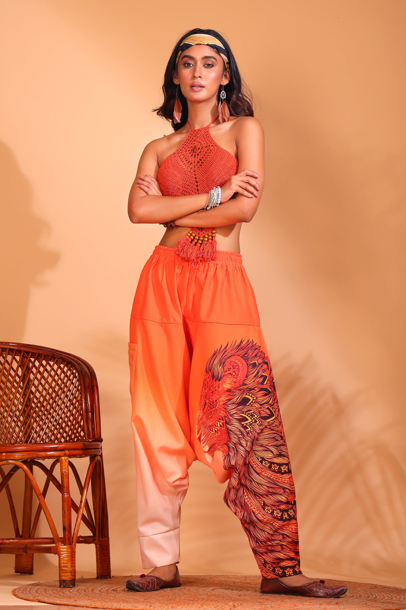 Orange Lion Unisex Harem Pant