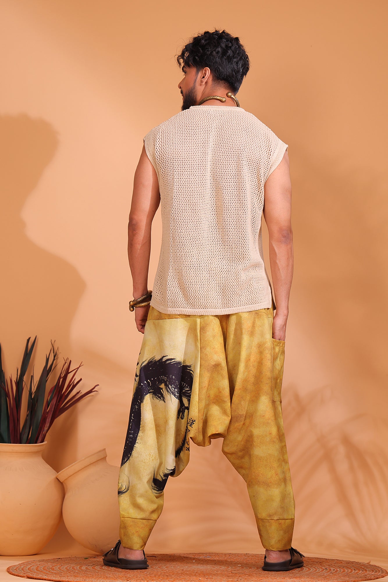 Beige Dragon Unisex Harem Pant