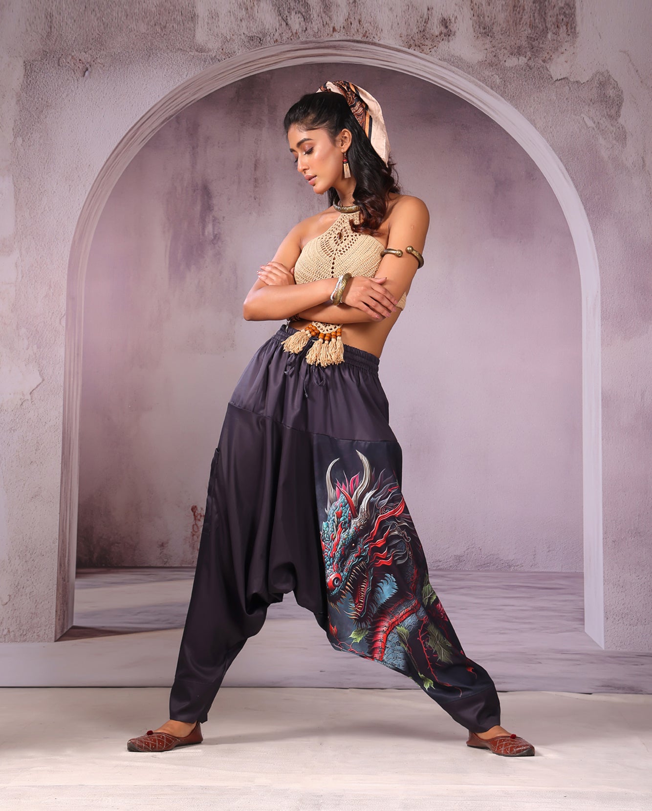 Teal Dragon Unisex Harem Pant