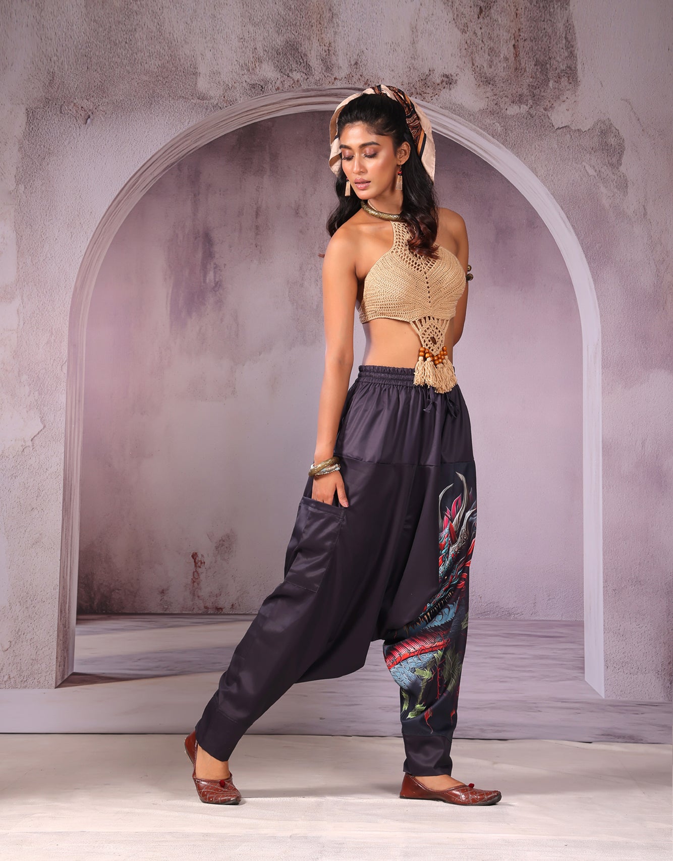 Teal Dragon Unisex Harem Pant