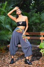 Load image into Gallery viewer, wide leg standout thai harem pant india the veshti company harem pants for men harem pants for women harem trousers hippie pants harem joggers bohemian boho pant adaddin pants enimane harem pants
