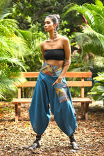 Load image into Gallery viewer, wide leg standout thai harem pant india the veshti company harem pants for men harem pants for women harem trousers hippie pants harem joggers bohemian boho pant adaddin pants enimane harem pants
