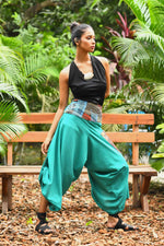 Load image into Gallery viewer, wide leg standout thai harem pant india the veshti company harem pants for men harem pants for women harem trousers hippie pants harem joggers bohemian boho pant adaddin pants enimane harem pants
