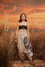 Load image into Gallery viewer, standout thai baggy black harem pant india the veshti company harem pants for men harem pants for women harem trousers hippie pants harem joggers bohemian boho pant adaddin pants enimane harem pants
