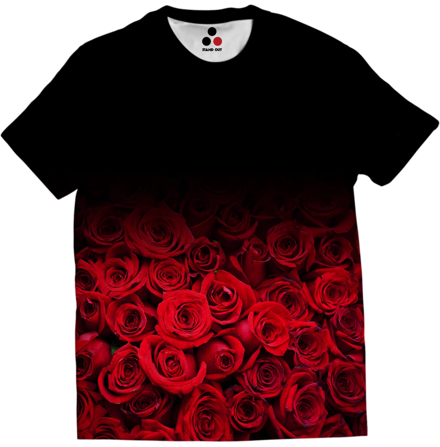 standout all over print Faded red rose black unisex tshirt inspired from popular demand tshirts usa