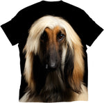 Load image into Gallery viewer, standout dog tshirt India afghan hound hairy dog long hair dog beautiful dog dog face printed t shirts tshirt for dog lovers pet clothing cloths for pets
