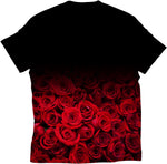 Load image into Gallery viewer, standout all over print Faded red rose black unisex tshirt inspired from popular demand tshirts usa
