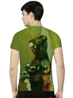 Load image into Gallery viewer, green shiva tshirt mundamala skull necklace Image of hindu god lord shiva smoking weed from chillum is printed on a premium polyester t shirt. This is an all over print tshirt hence the image covers both front and back this product is sold worldwide by standout shipped from india. visit www.standoutforever.com
