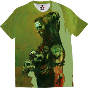 green shiva tshirt mundamala skull necklace Image of hindu god lord shiva smoking weed from chillum is printed on a premium polyester t shirt. This is an all over print tshirt hence the image covers both front and back this product is sold worldwide by standout shipped from india. visit www.standoutforever.com