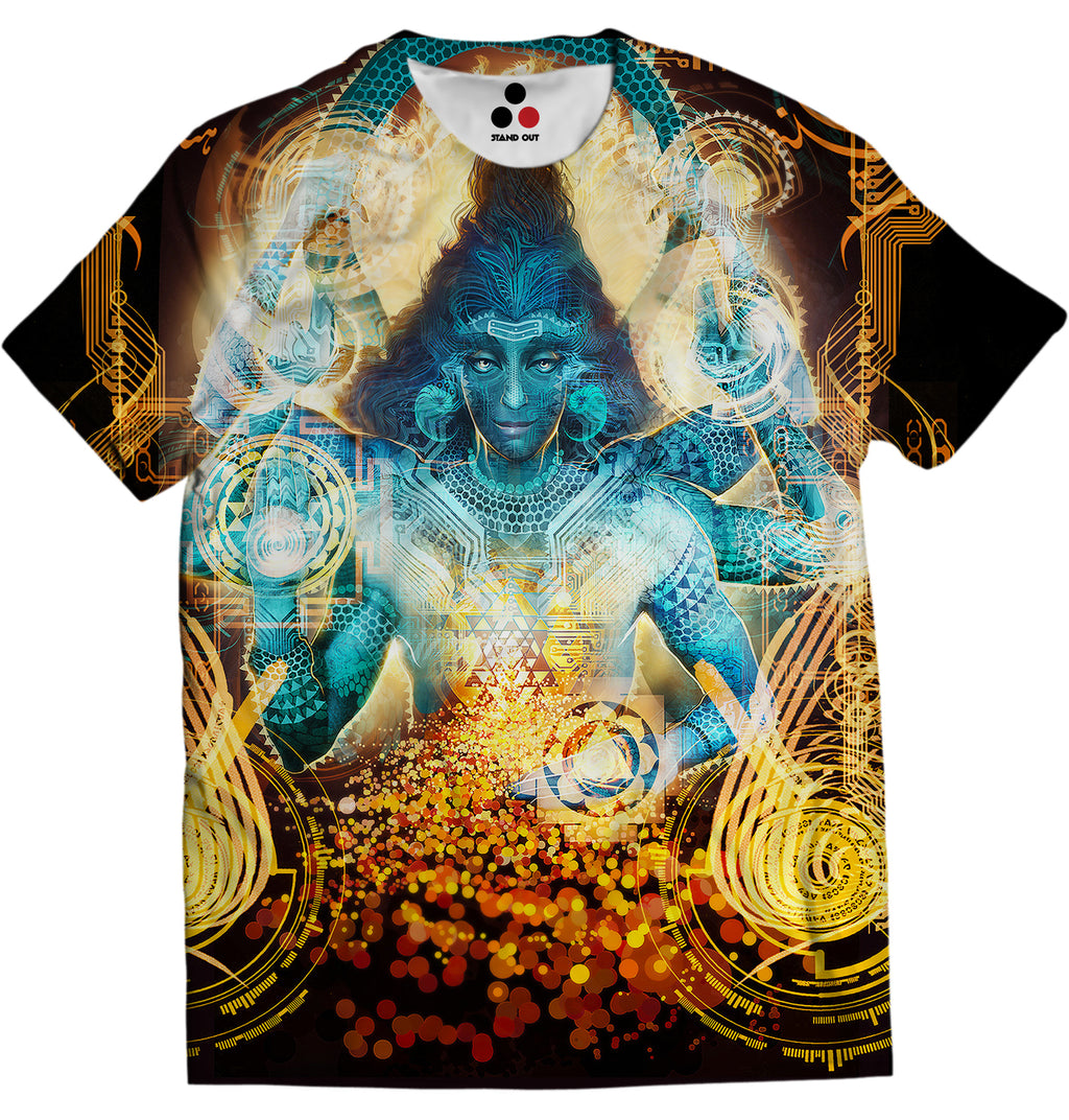 Android Jones Andrew Jones Black shiva green shiva tshirt mundamala skull necklace Image of hindu god lord shiva smoking weed from chillum is printed on a premium polyester t shirt. This is an all over print tshirt hence the image covers both front and back this product is sold worldwide by standout shipped from india. visit www.standoutforever.com
