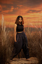 Load image into Gallery viewer, Blue harem pant india harem trousers standout hippie pants harem pants men harem pants women patiyala pant unisex yoga harem pant loose pant printed bohemian pant boho pant the veshti company harem pant

