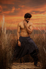 Load image into Gallery viewer, Blue harem pant india harem trousers standout hippie pants harem pants men harem pants women patiyala pant unisex yoga harem pant loose pant printed bohemian pant boho pants the veshti company harem pants
