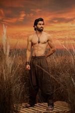 Load image into Gallery viewer, Brown harem pant india harem trousers standout hippie pants harem pants men harem pants women patiyala pant unisex yoga harem pant loose pant printed bohemian pant boho pant the veshti company harem pants
