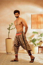 Load image into Gallery viewer, Brown all over printed harem pant india harem trousers standout hippie pants harem pants men harem pants women patiyala pant unisex yoga harem pant loose pant printed bohemian pant boho pant bombay trooper  hoppers for men
