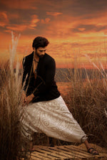 Load image into Gallery viewer, King of the Ocean Shark harem pant the veshti company harem trousers standout hippie pants grey harem joggers harem pants women bohemian boho pant bombay trooper Hoppers For Men adaddin pants
