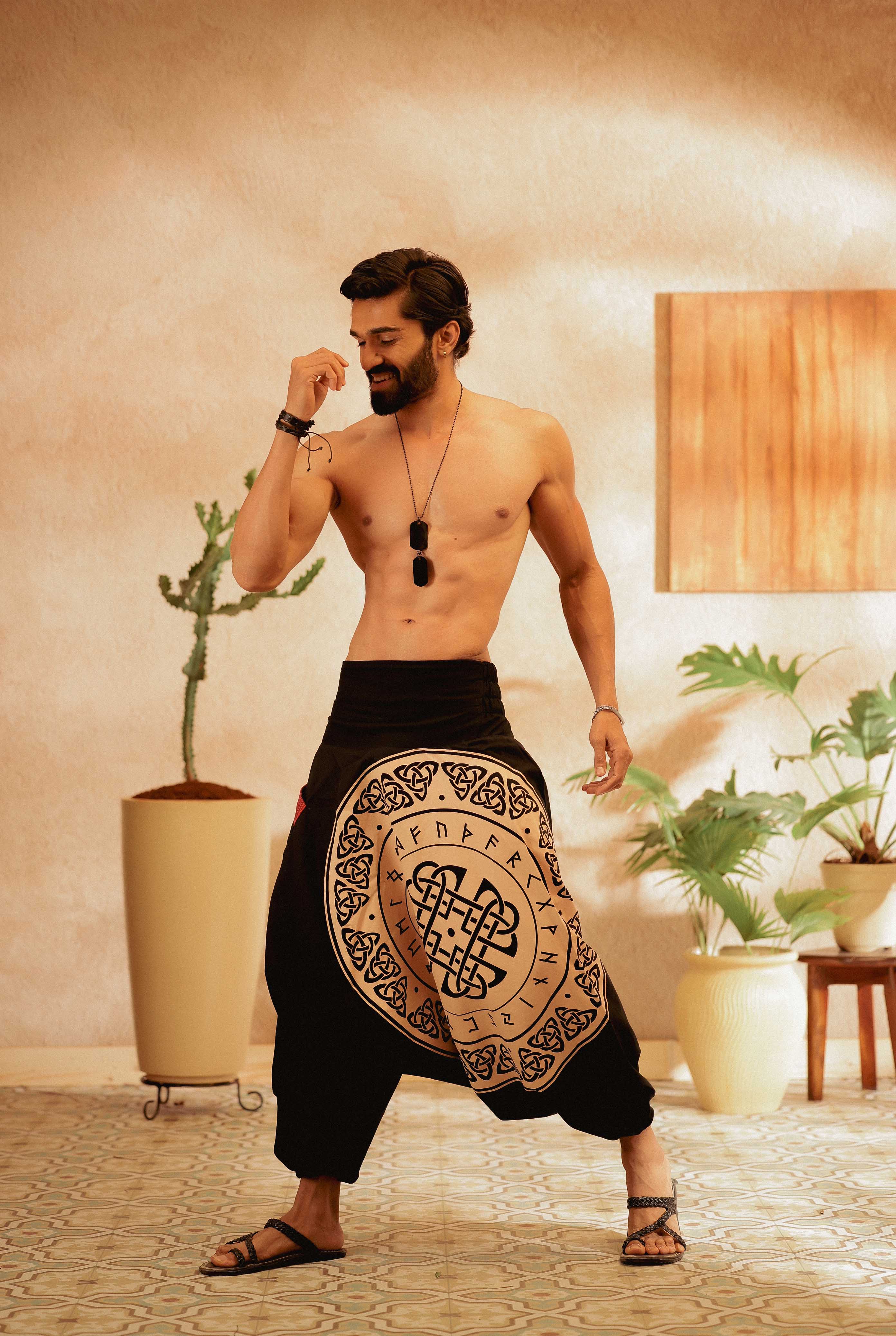 Men's Casual Cotton Linen Loose Harem Pants Beach Yoga Hippie Pants |  Fruugo SK