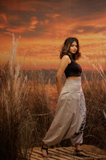 Load image into Gallery viewer, hand printed harem pant the veshti company harem trousers standout hippie pants grey harem joggers harem pants men bohemian boho pant bombay trooper Hoppers For Men adaddin pants harem jeans
