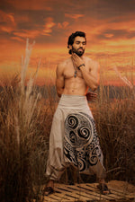Load image into Gallery viewer, Lunar Rift harem pant the veshti company harem trousers standout hippie pants grey harem joggers harem pants women bohemian boho pant bombay trooper Hoppers For Men adaddin pants
